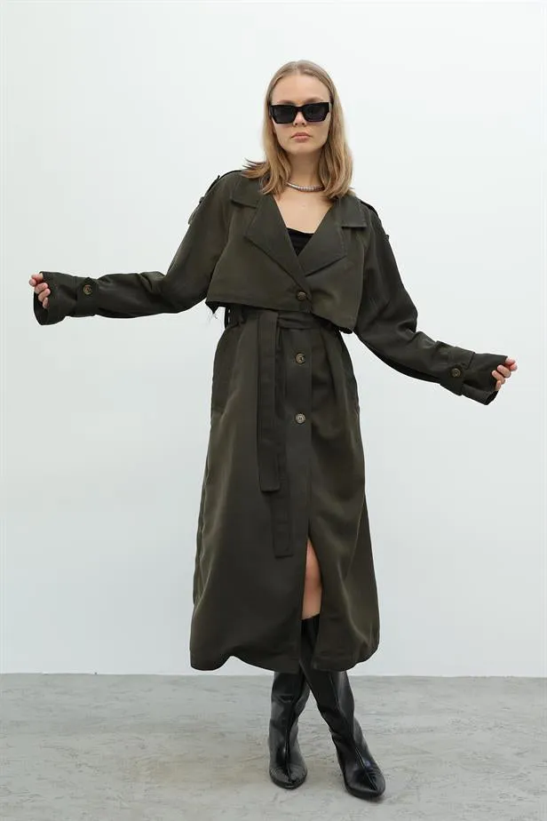 RYN Long Trench Coat - Khaki - Cosenza