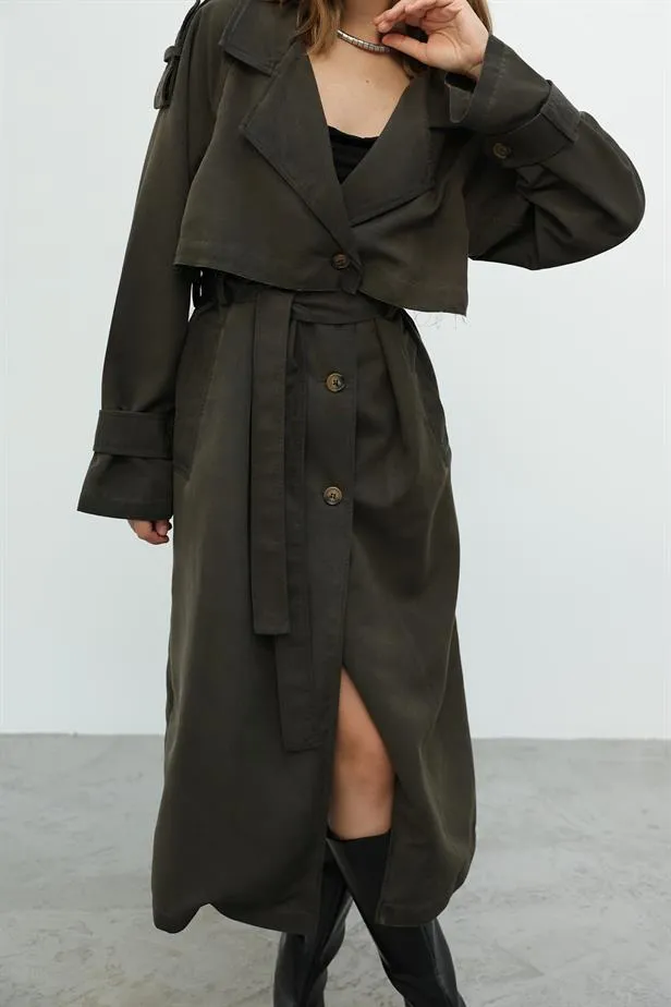 RYN Long Trench Coat - Khaki - Cosenza