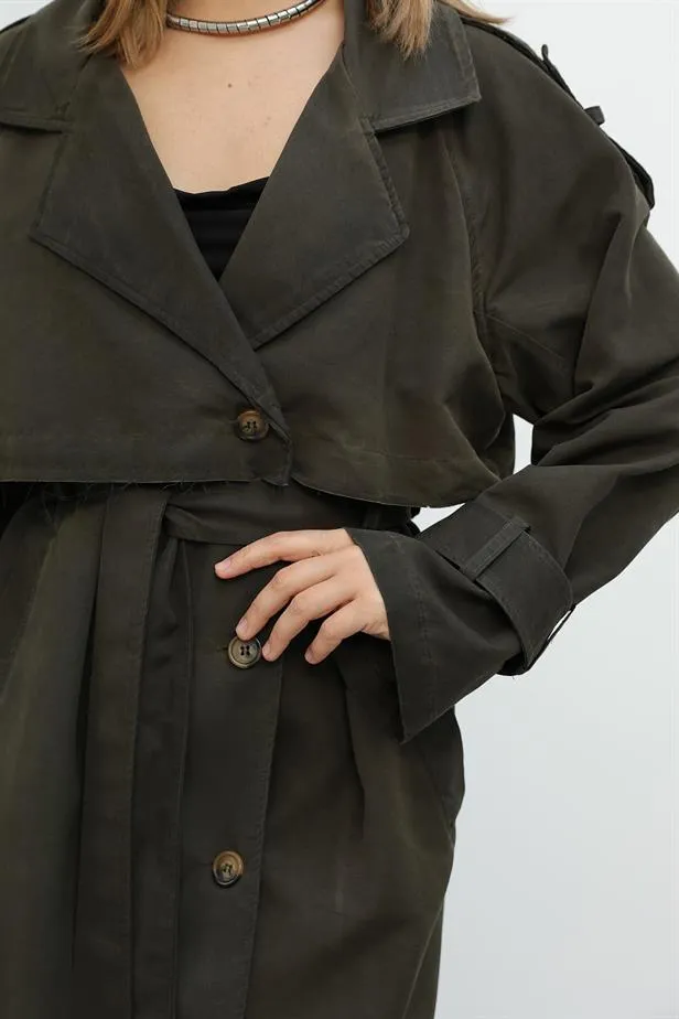 RYN Long Trench Coat - Khaki - Cosenza