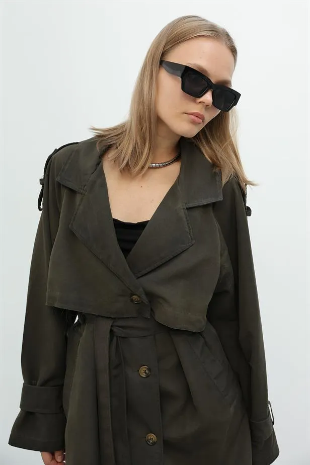 RYN Long Trench Coat - Khaki - Cosenza