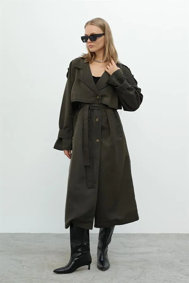 RYN Long Trench Coat - Khaki - Cosenza