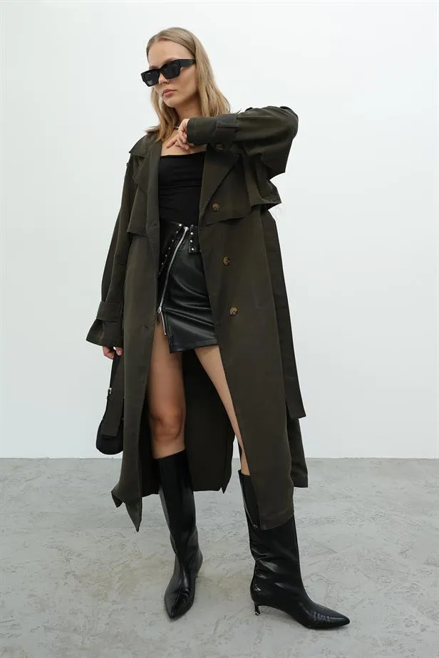 RYN Long Trench Coat - Khaki - Cosenza