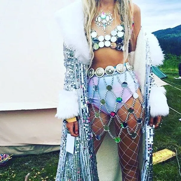 Sexy Women's Metal Chain Skirt
