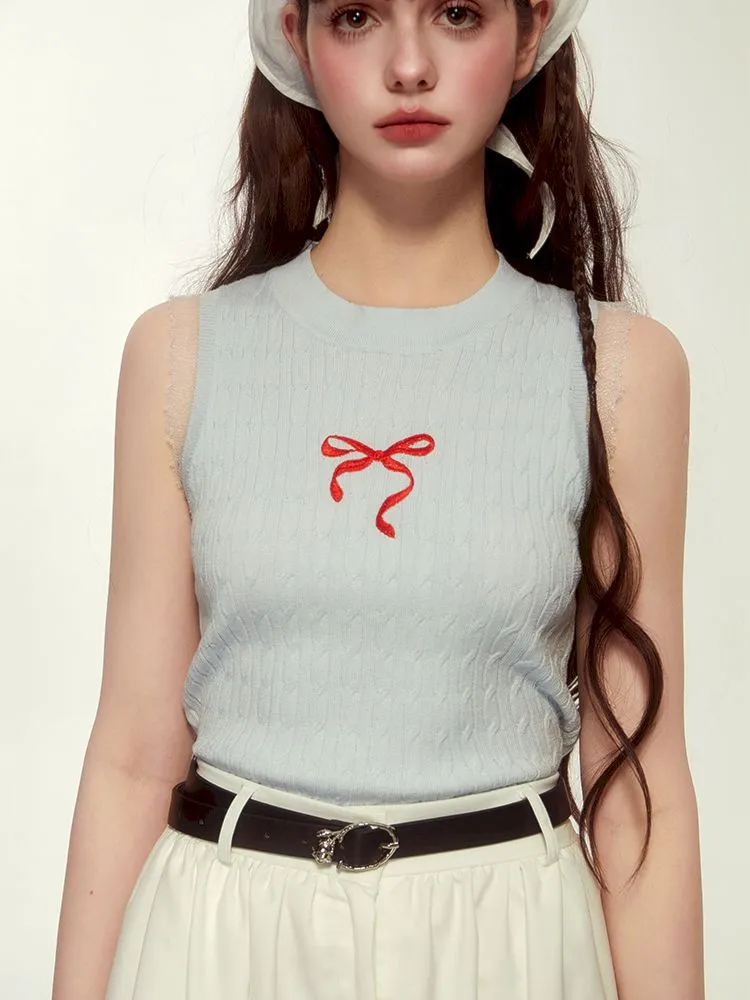 Short Slim Knitted Vest