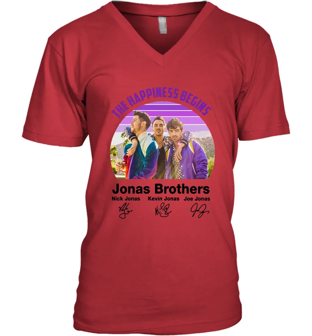 Signatures The Happiness Begins Jonas Brothers Shirt Men's Vneck