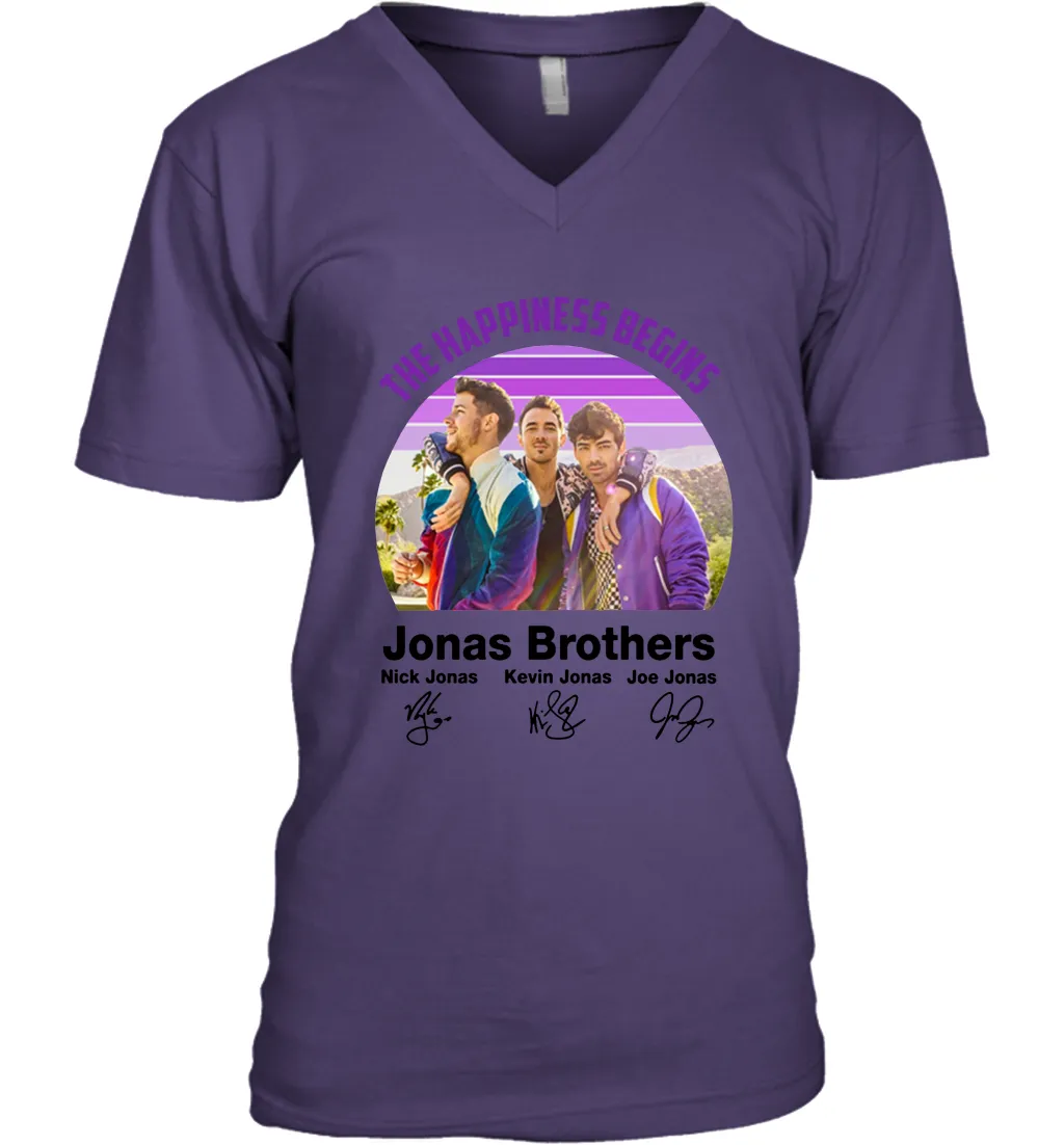Signatures The Happiness Begins Jonas Brothers Shirt Men's Vneck