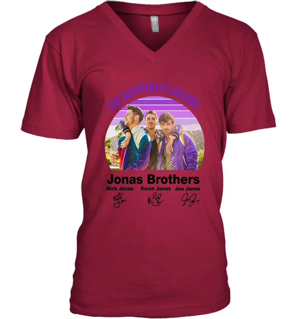 Signatures The Happiness Begins Jonas Brothers Shirt Men's Vneck