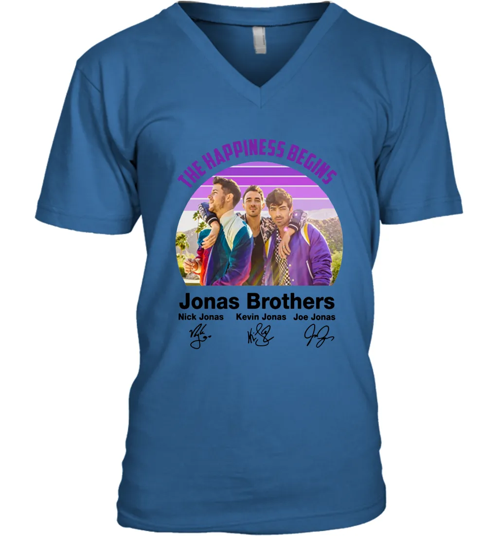 Signatures The Happiness Begins Jonas Brothers Shirt Men's Vneck