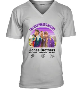 Signatures The Happiness Begins Jonas Brothers Shirt Men's Vneck
