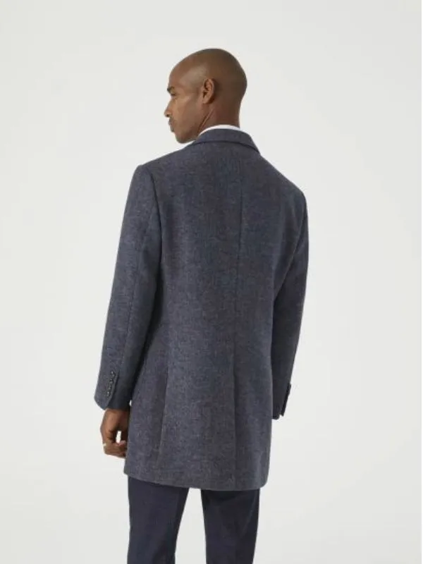 Skopes Dark Navy Herringbone Double Breasted Coat