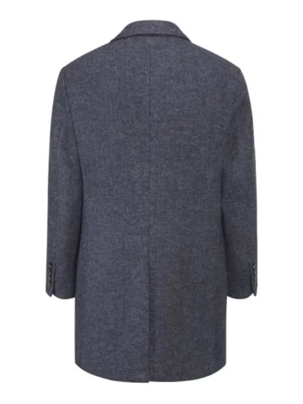 Skopes Dark Navy Herringbone Double Breasted Coat