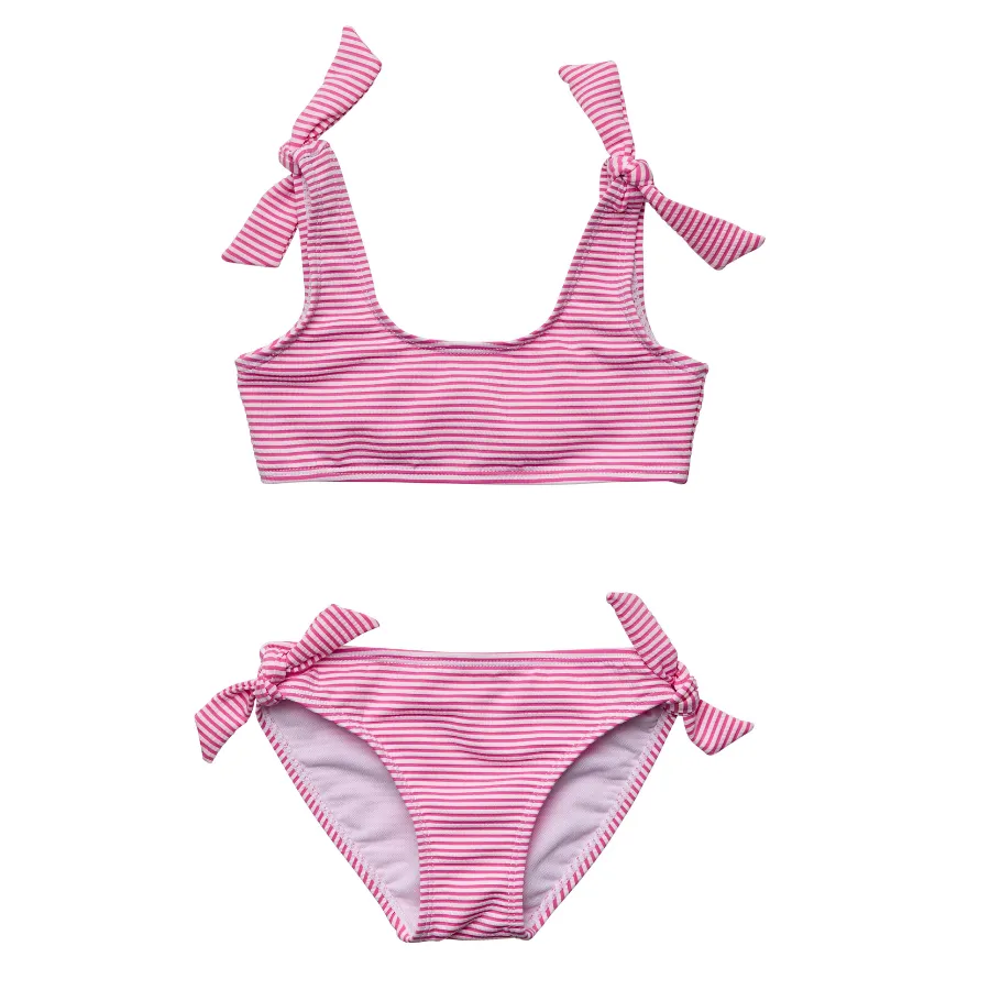 Snapper Rock Raspberry Stripe Tie Crop Bikini G15133 - Pink