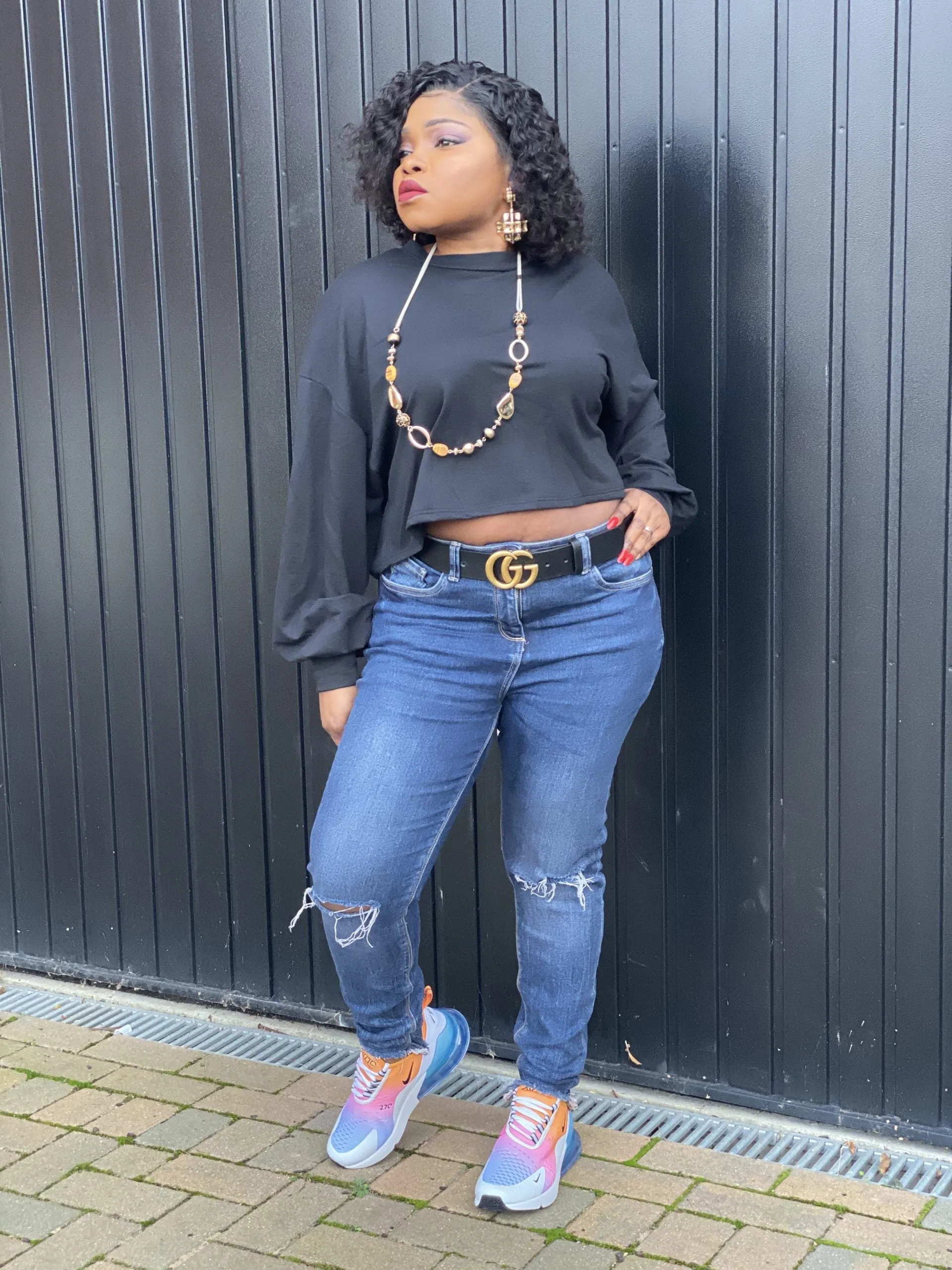 Solid Long Sleeve Sweatshirt Crop Top