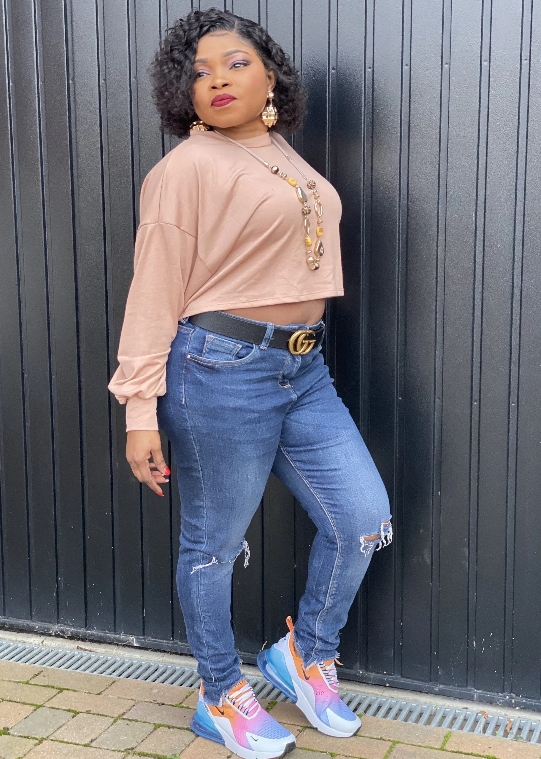 Solid Long Sleeve Sweatshirt Crop Top