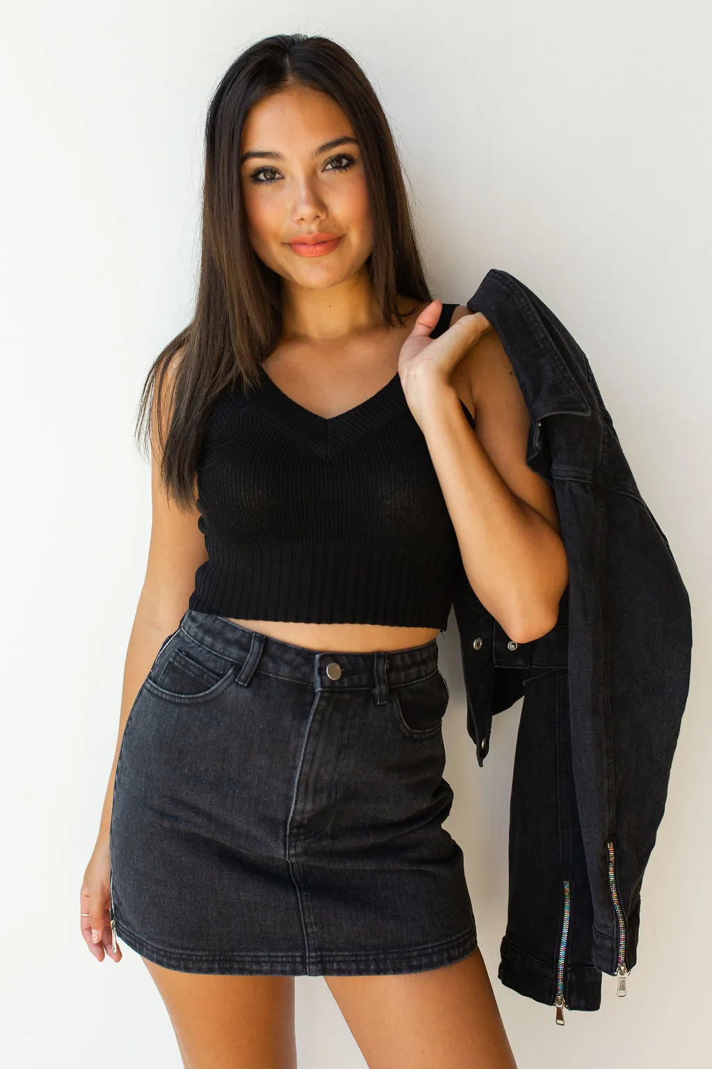 solid sweater crop