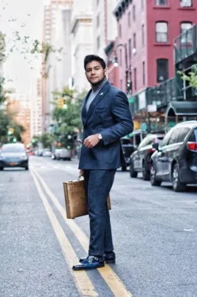 Suit And Turtleneck Combo - Turtleneck Prom Outfits - Prom Turtleneck Blue  Suit