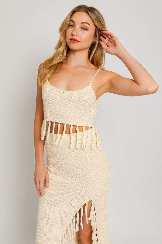Tessa Spaghetti Sweater Crop Top