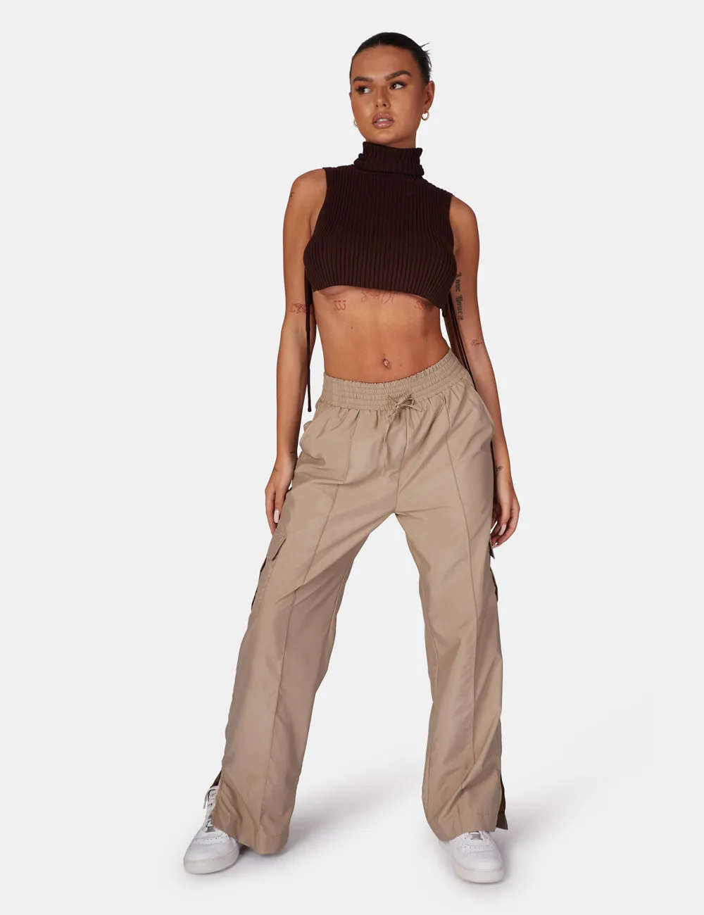 Tie Side Roll Neck Crop Top