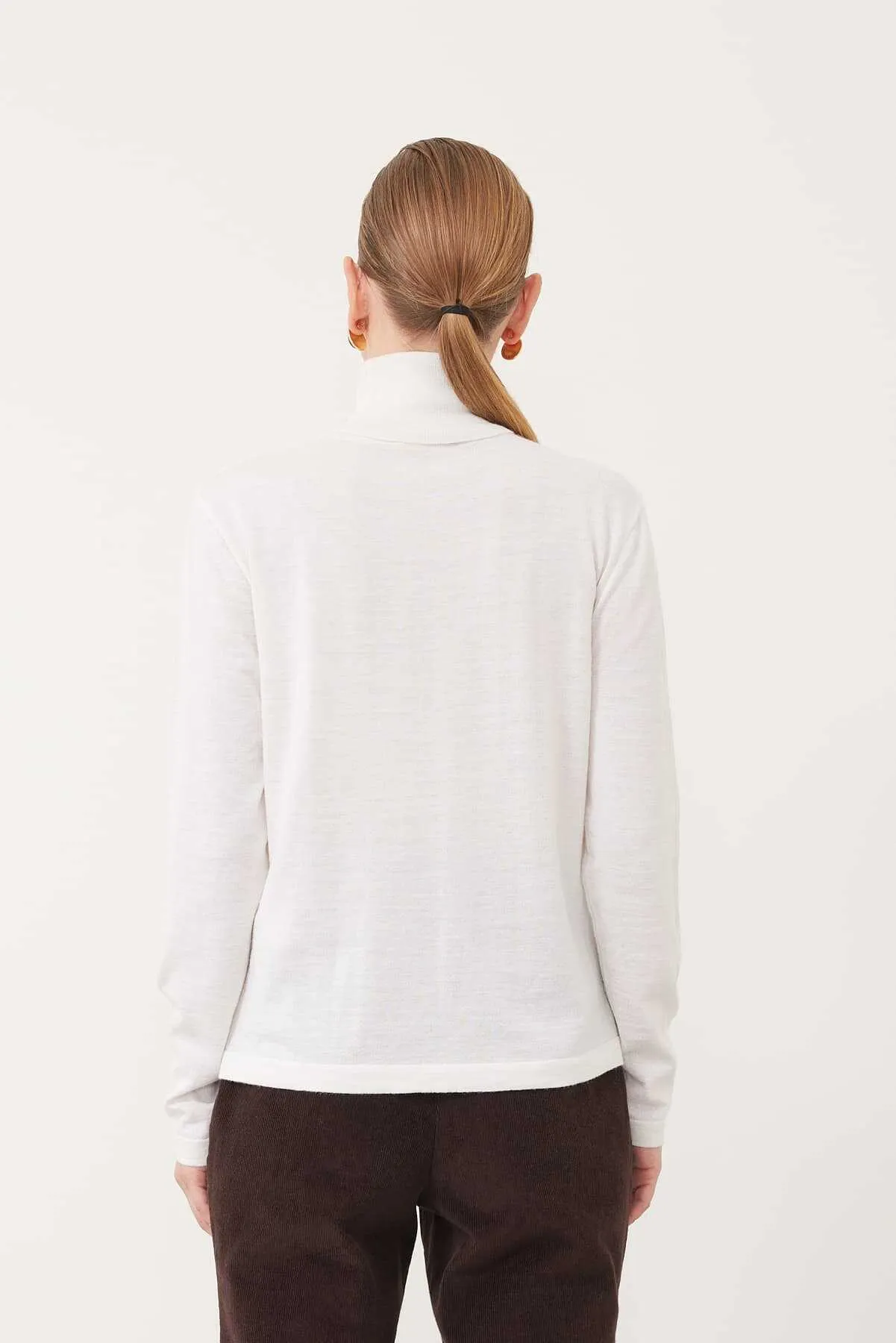 Turtleneck Wool Blend Sweater Ecru
