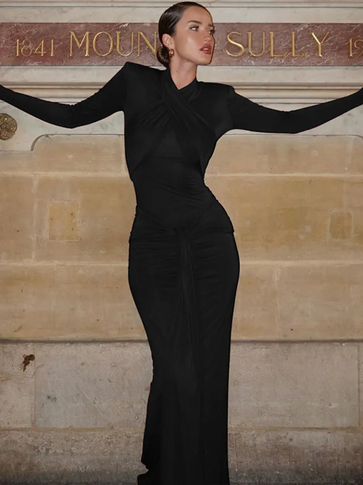 Vanessa Long Sleeve Bandage Maxi Dress