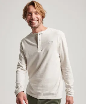 Vintage Logo Emb Long Sleeve Henley Oat Cream Marl