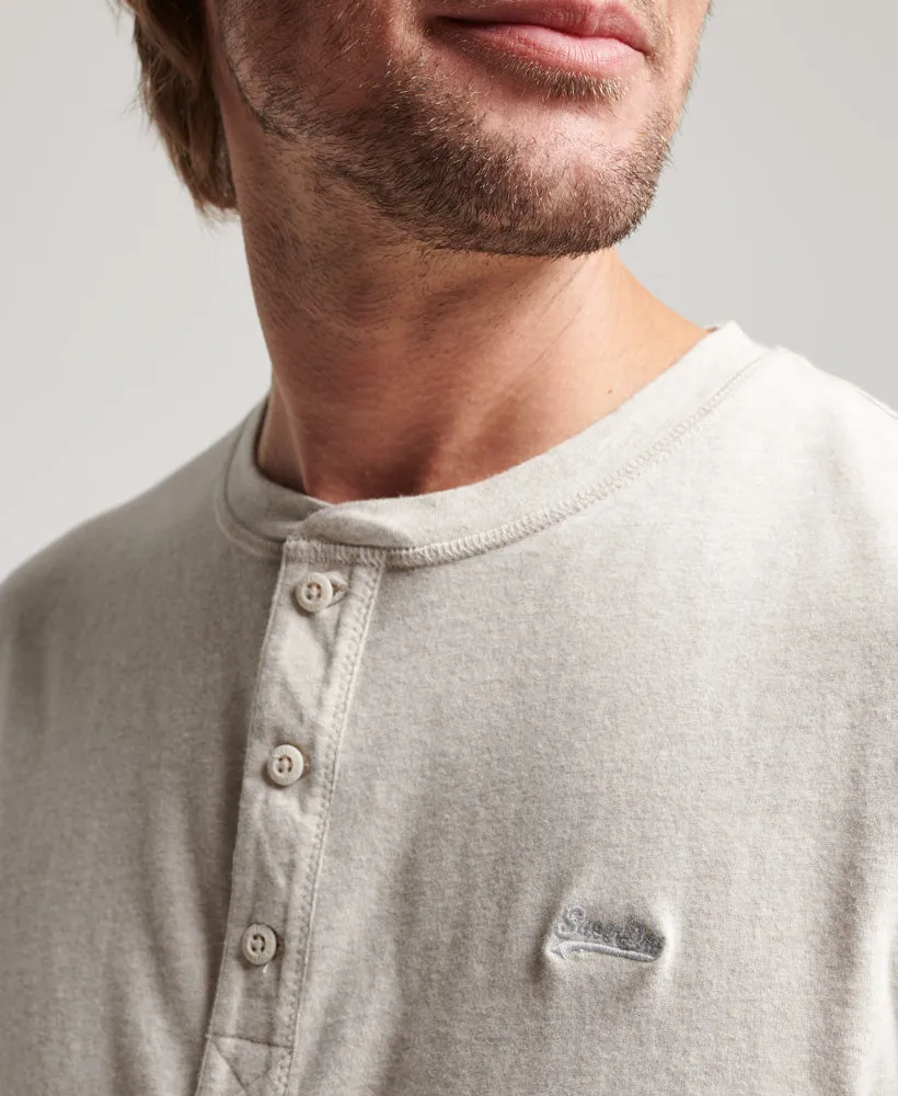 Vintage Logo Emb Long Sleeve Henley Oat Cream Marl