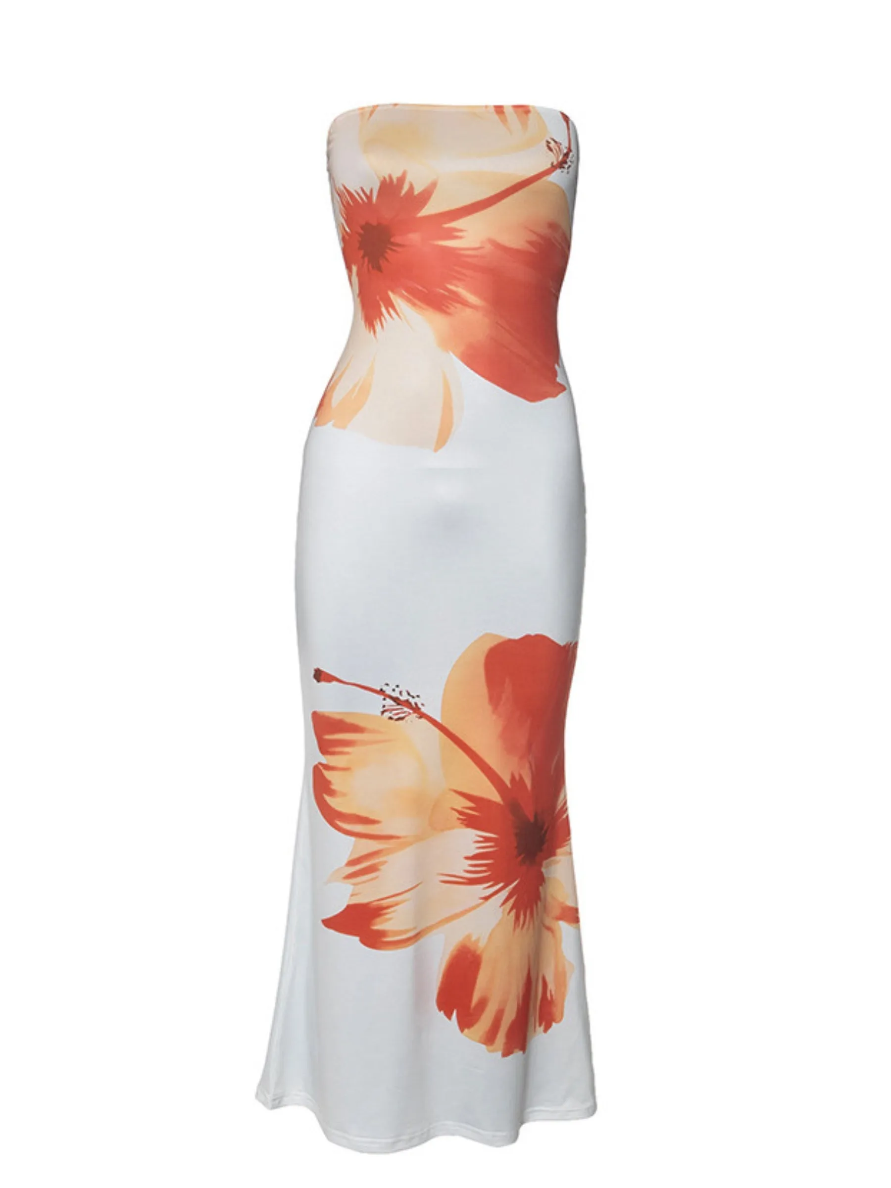 Vvsha Mireya Floral Print Strapless Maxi Dress