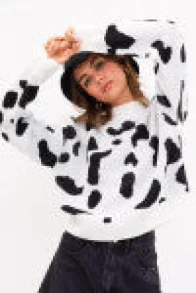 White Black Animal Sweater