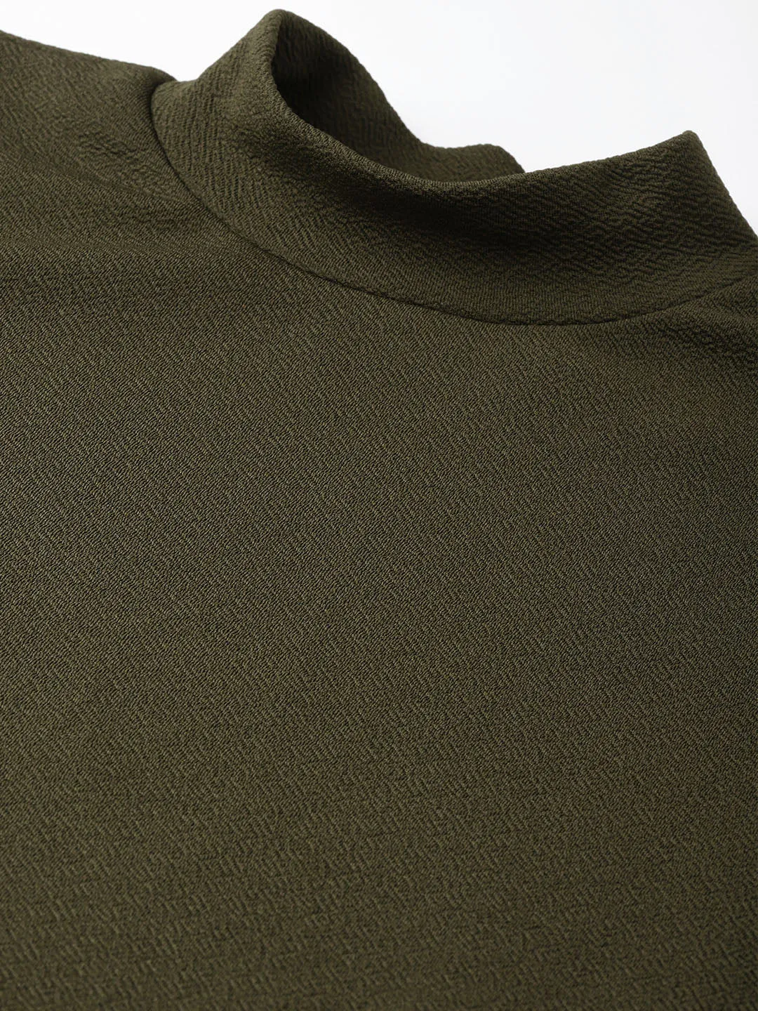 Women Olive Turtle Neck Top