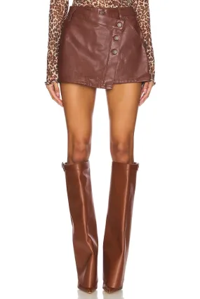Wynne Vegan Leather Mini Skirt in Chocolate Fondant