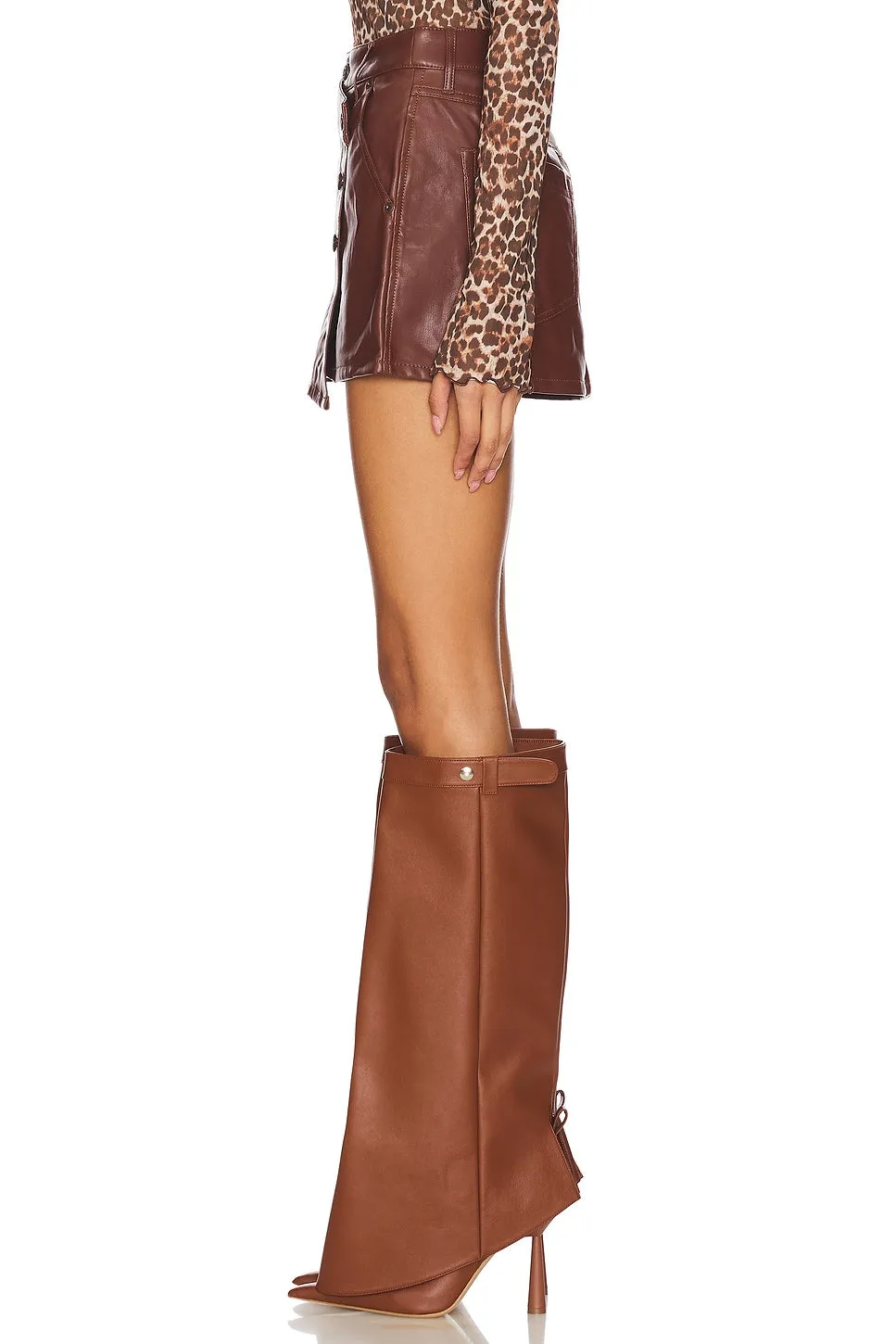 Wynne Vegan Leather Mini Skirt in Chocolate Fondant